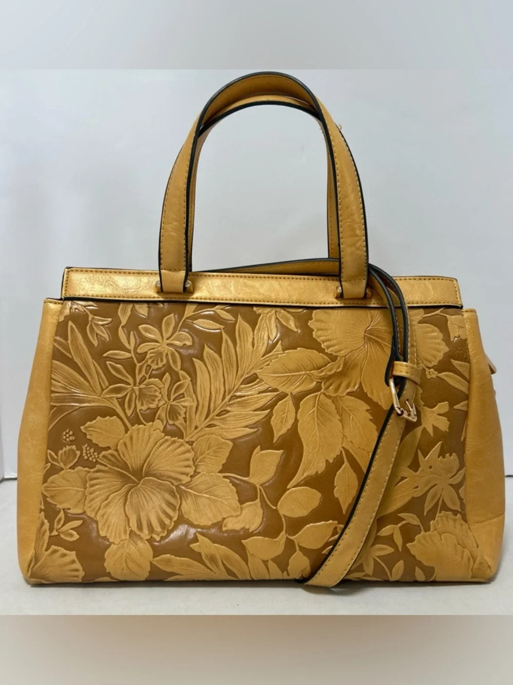 Mellow World Salome Embossed Floral Satchel Purse‎ Bag Peta Approved Vegan